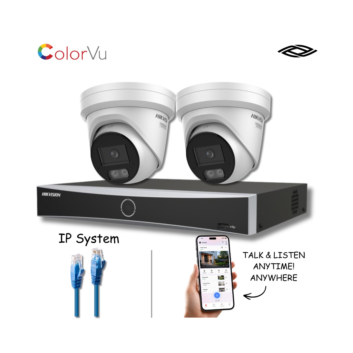 Hikvision 2 Camera 8MP ColorVu AcuSense White IP PoE CCTV Kit with 8 Channel NVR