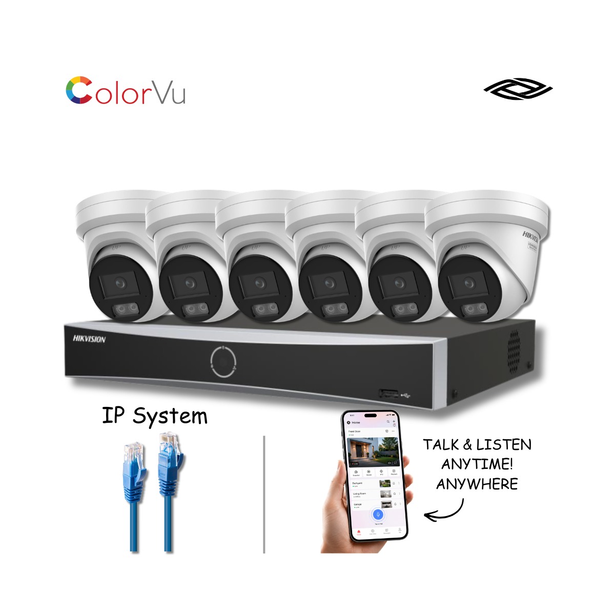 Hikvision 6 Camera 8MP ColorVu AcuSense White IP PoE CCTV Kit with 8 Channel NVR