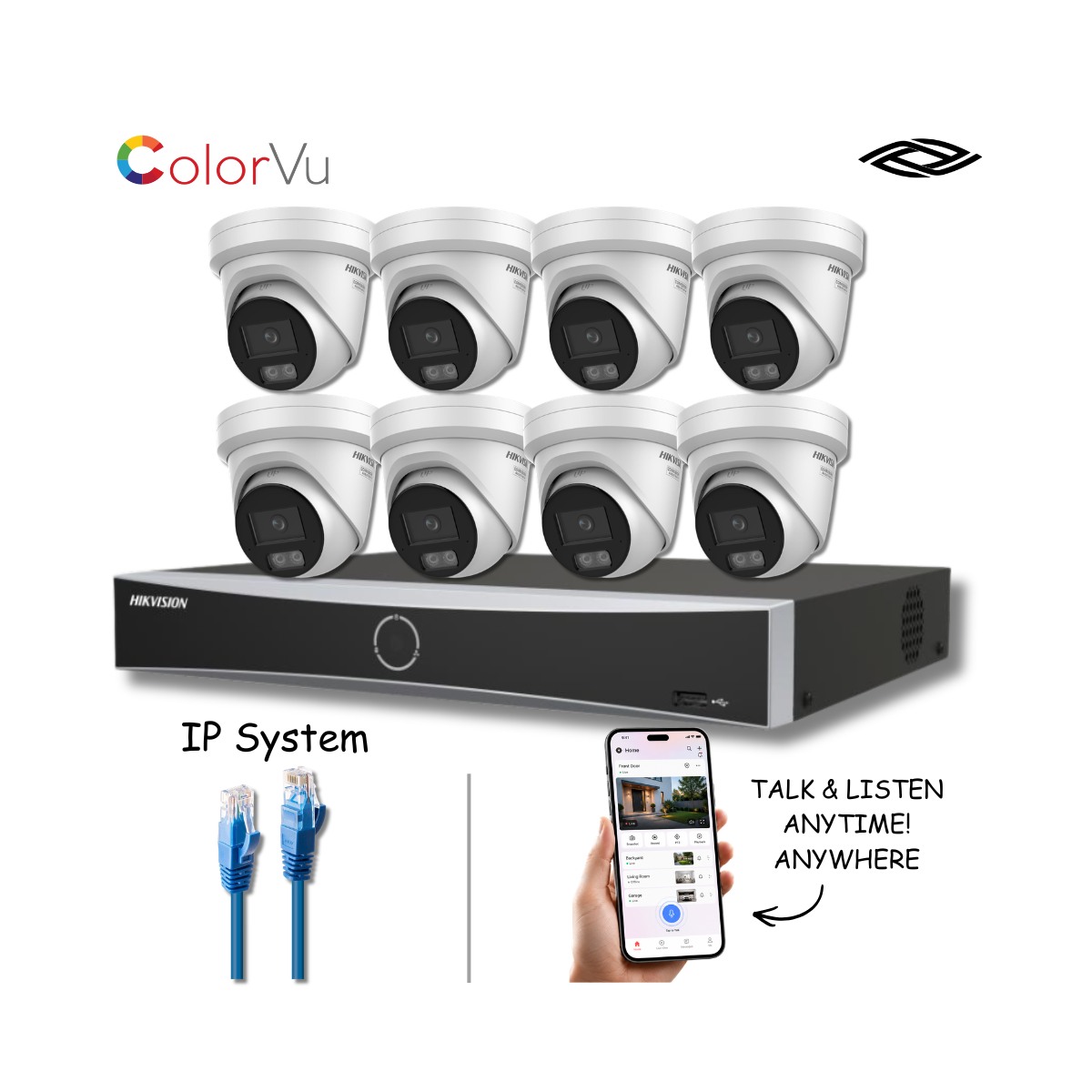 Hikvision 8 Camera 8MP ColorVu AcuSense White IP PoE CCTV Kit with 8 Channel NVR